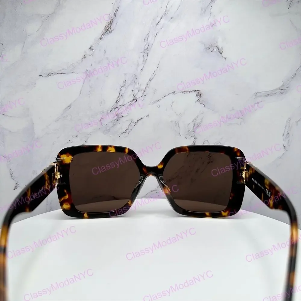 New MIU MIU Sunglasses Brown Square Gold Full Rim 56mm MIU MIU